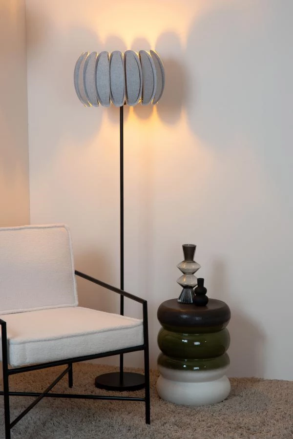 Lucide SPENCER - Lampadaire - Ø 40 cm - 1xE27 - Gris - ambiance 1